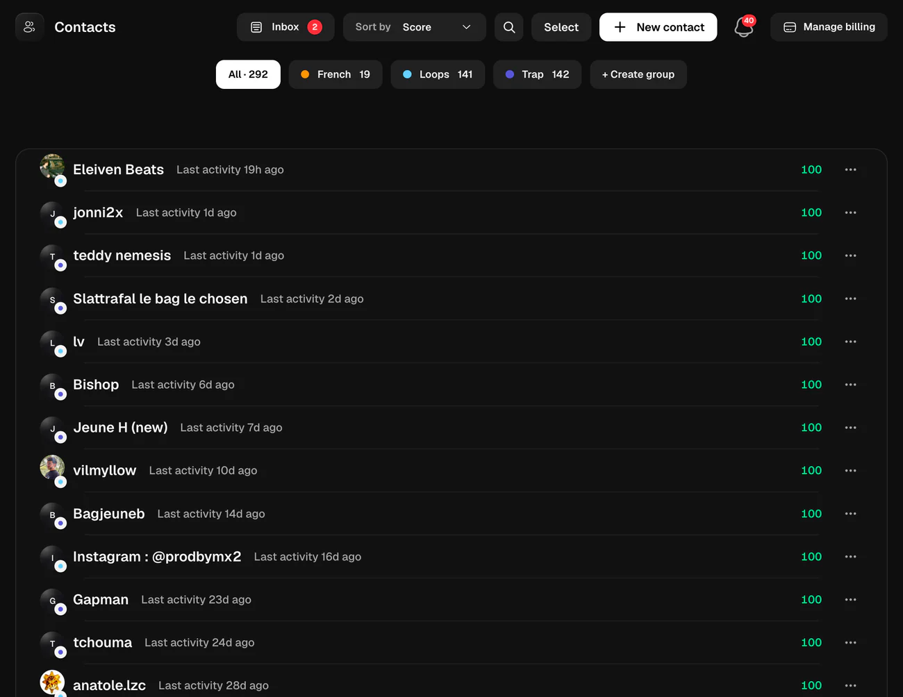 Contacts · desktop